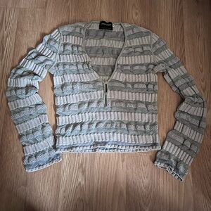 Vintage Giorgio Armani V-Neck blouse - Gray & Mint Green